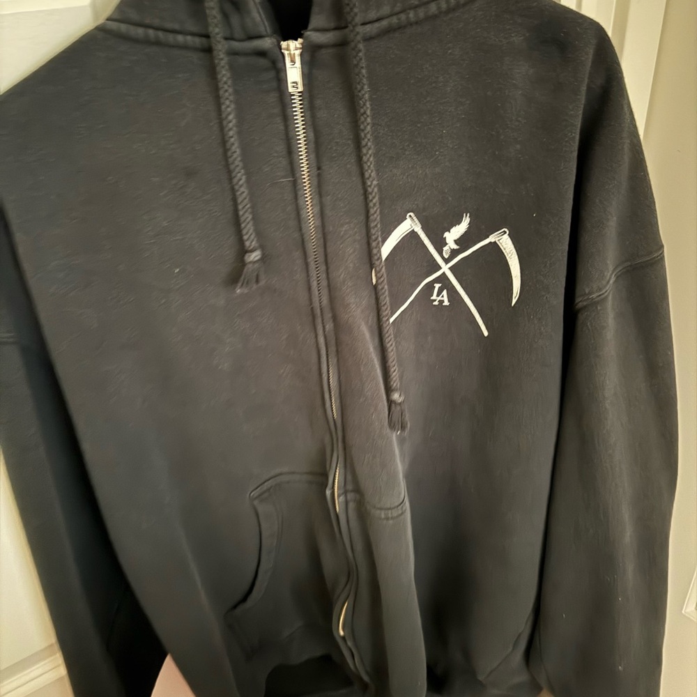 Black Hoodie with Scythe Design
